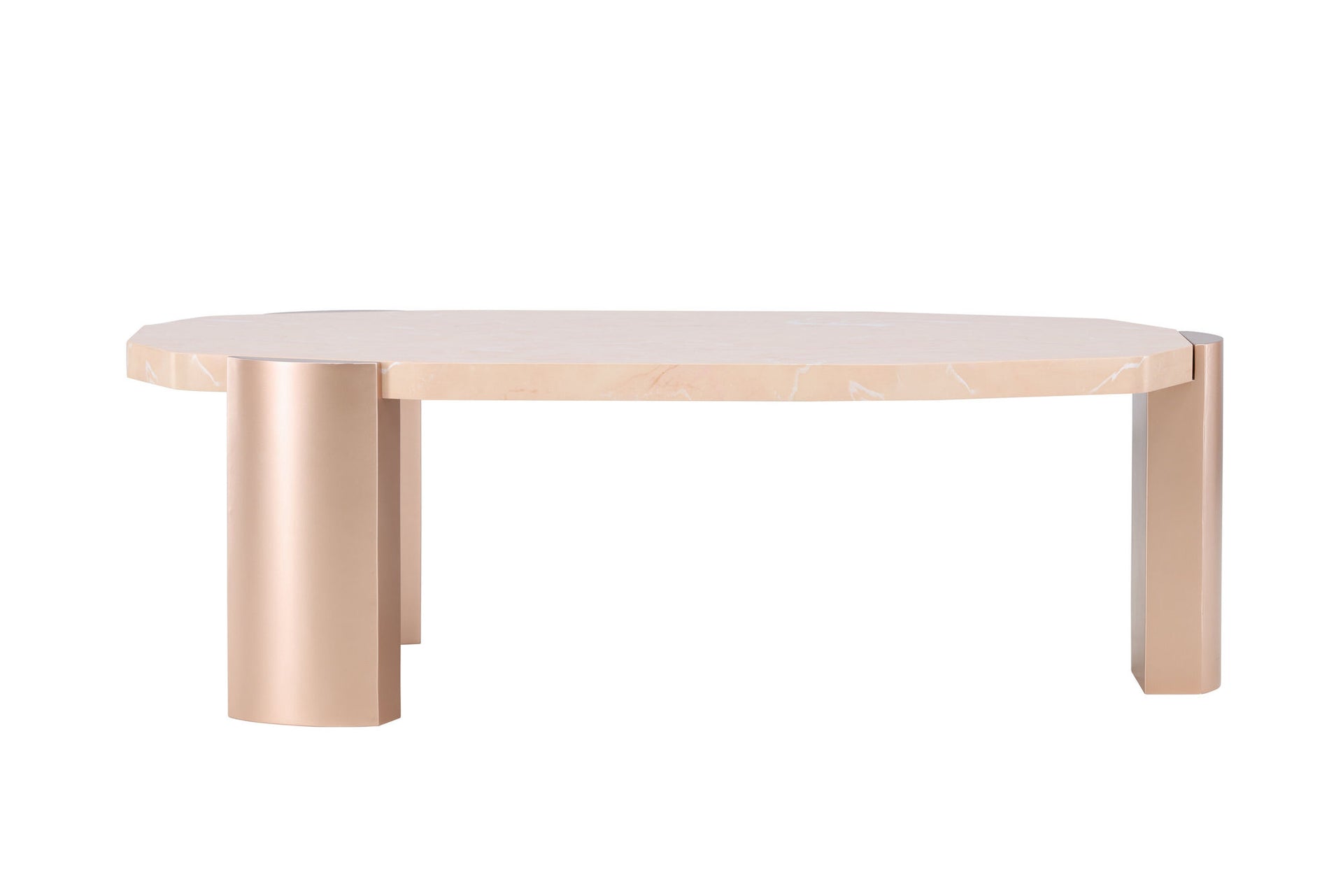 Kres Couchtisch oval in Pink und Gold mit Marmoroptik