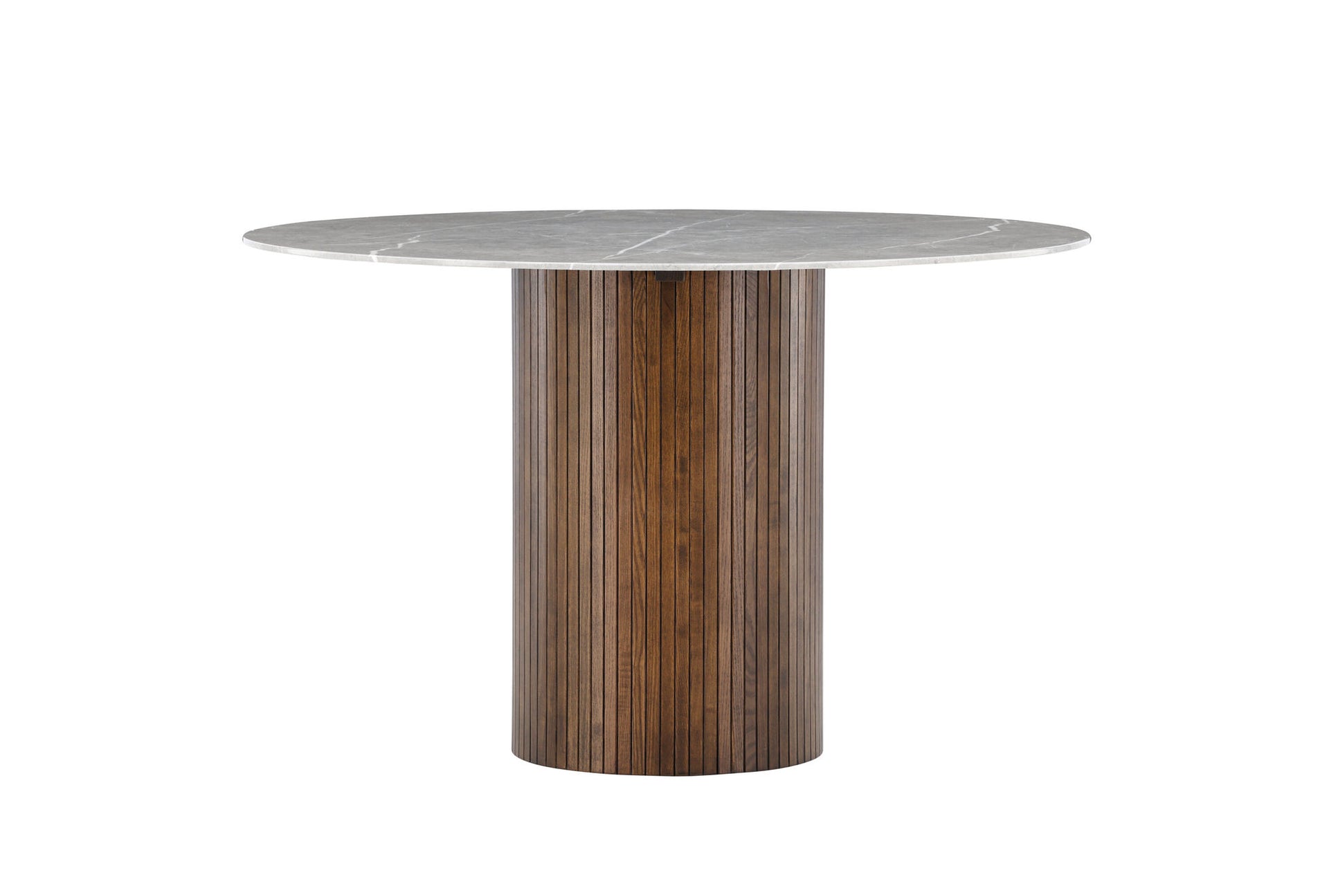 Runder Esstisch Austin in Mocca mit dunkelgrauer Marmoroptik, Ø 120 cm