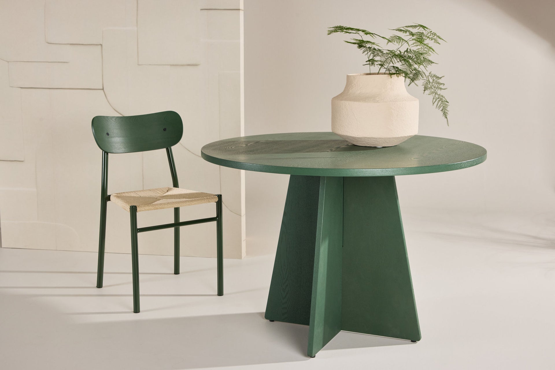 Runder Esstisch Bootcut in Olivgrün, Ø 110 cm