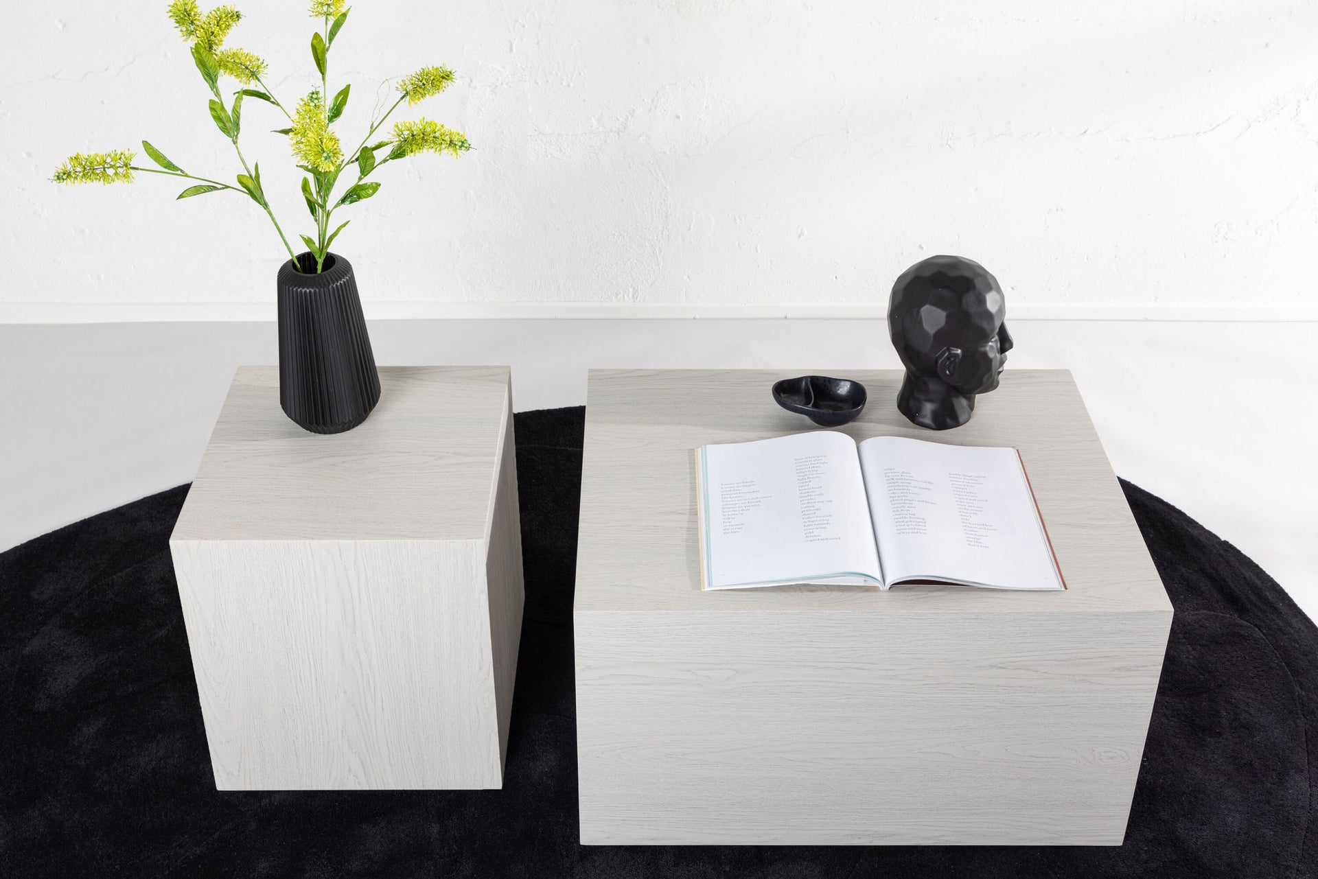 York Couchtisch Hoch & Niedrig in weiß veredelt