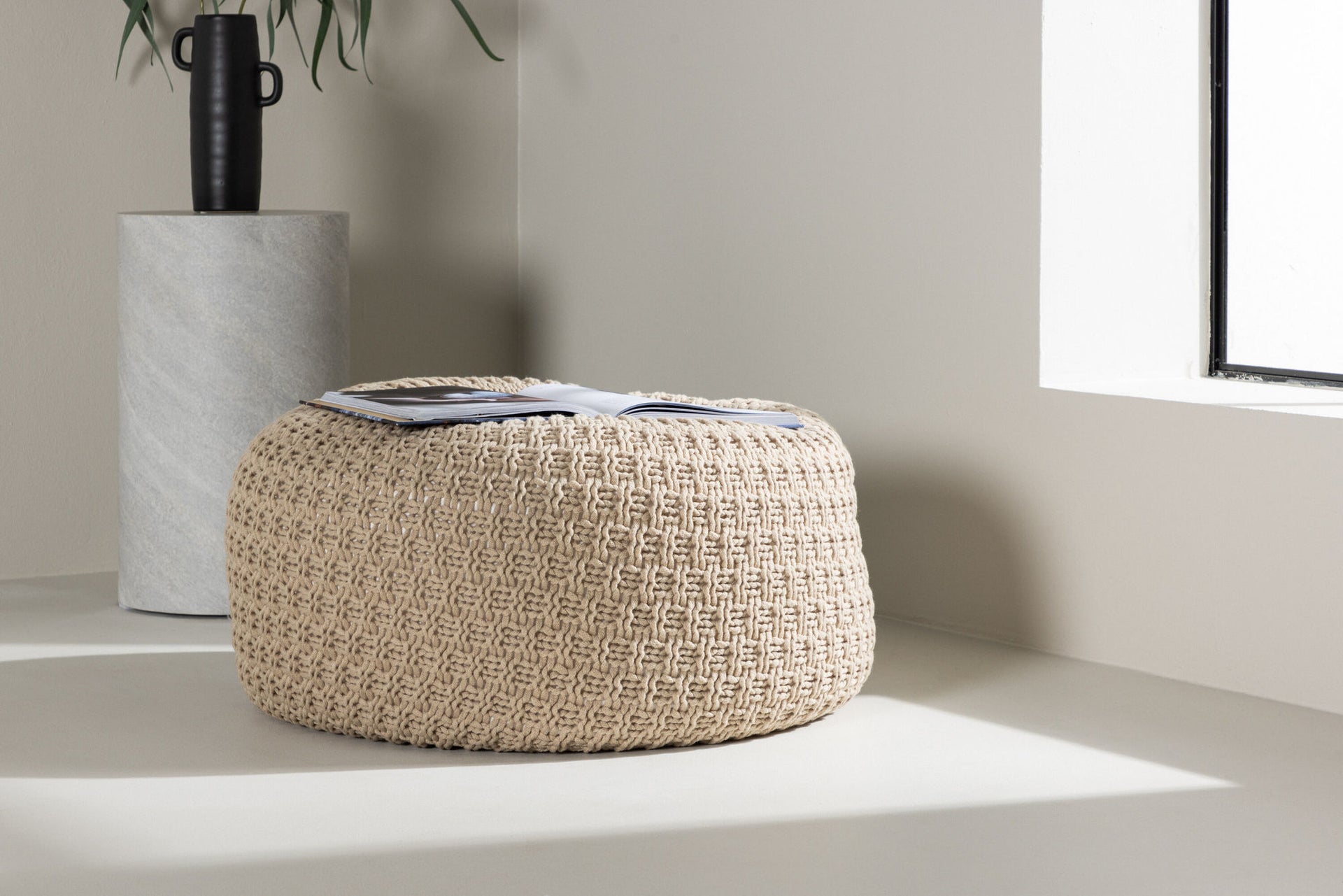 Sam Runder Pouf – Beige / Ø45 cm
