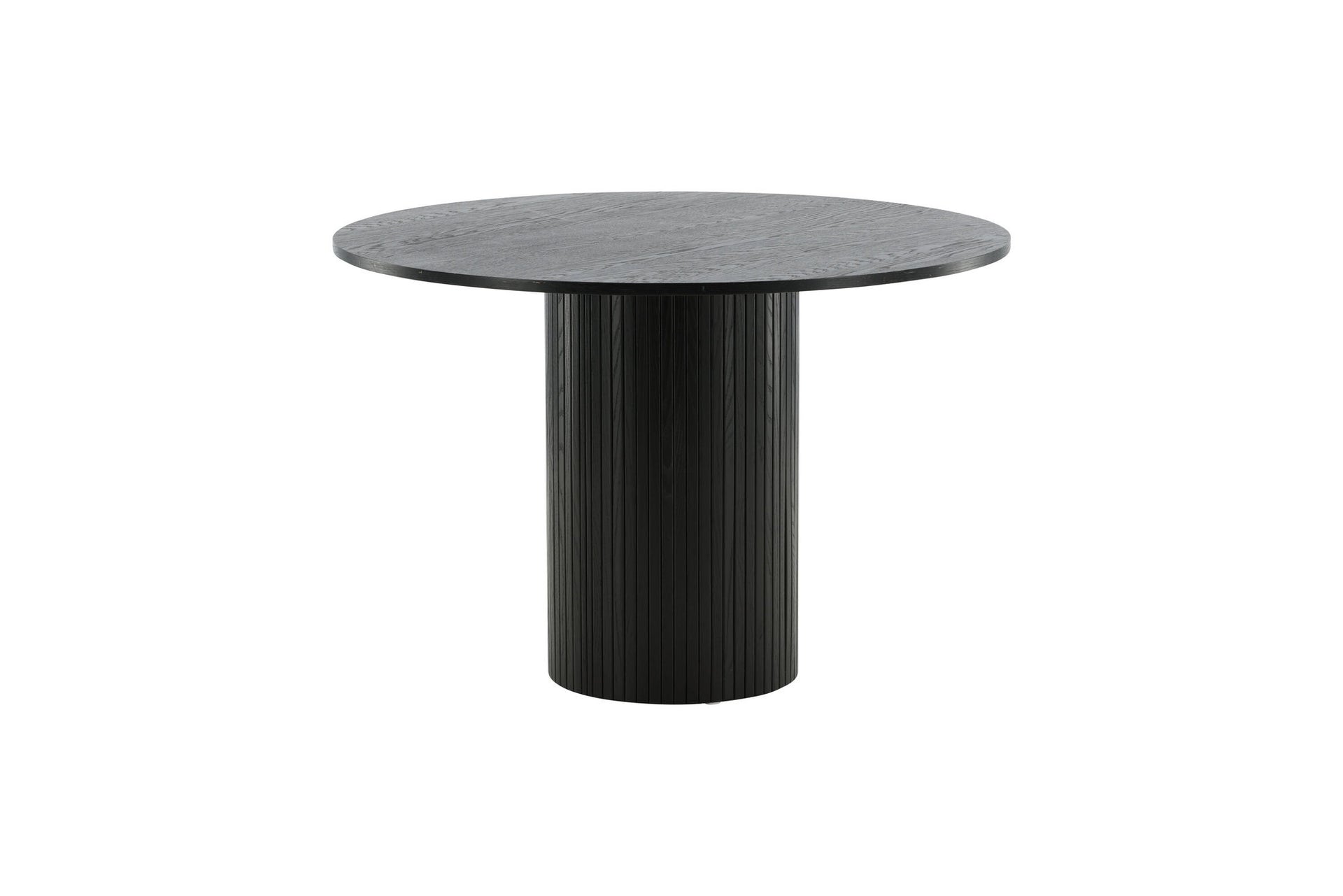 Runder Esstisch Bianca in Schwarz mit geriffeltem Gestell, Ø 110 cm