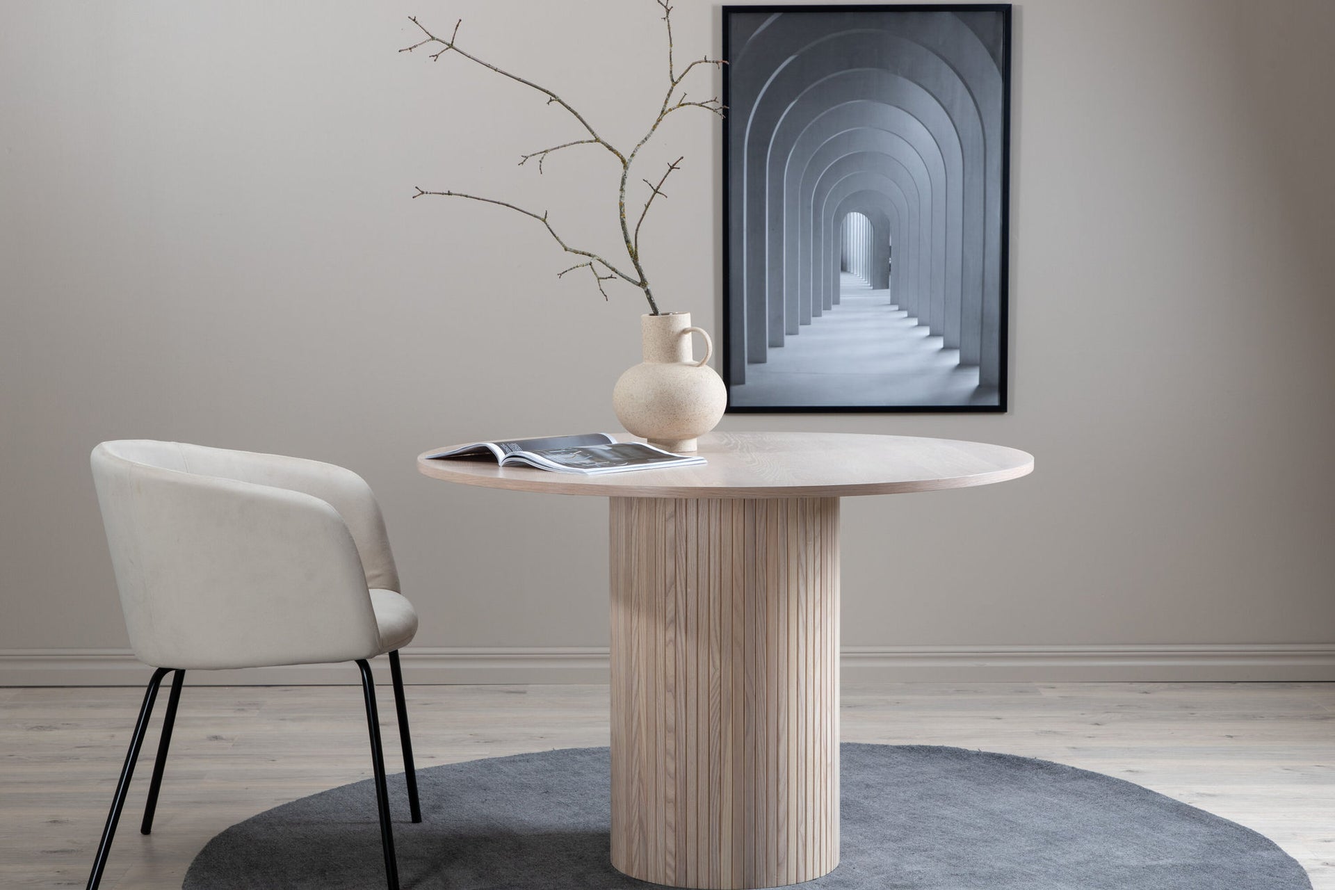 Runder Esstisch Bianca in Weiß veredelter Optik, Ø 110 cm