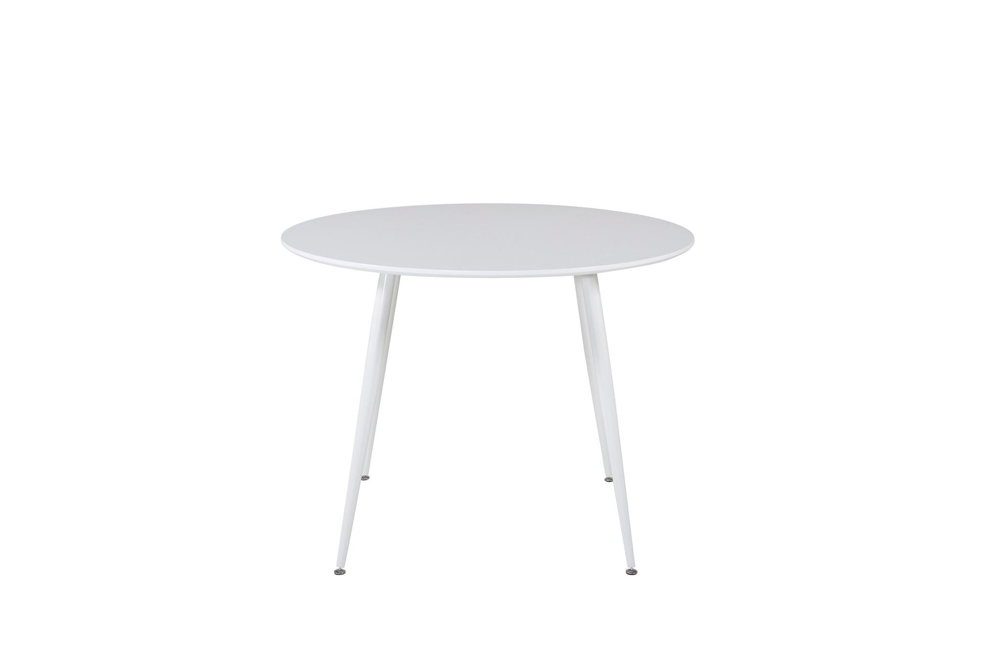 Runder Esstisch Plaza mit weißer Tischplatte und weißen Beinen, Ø 100 cm