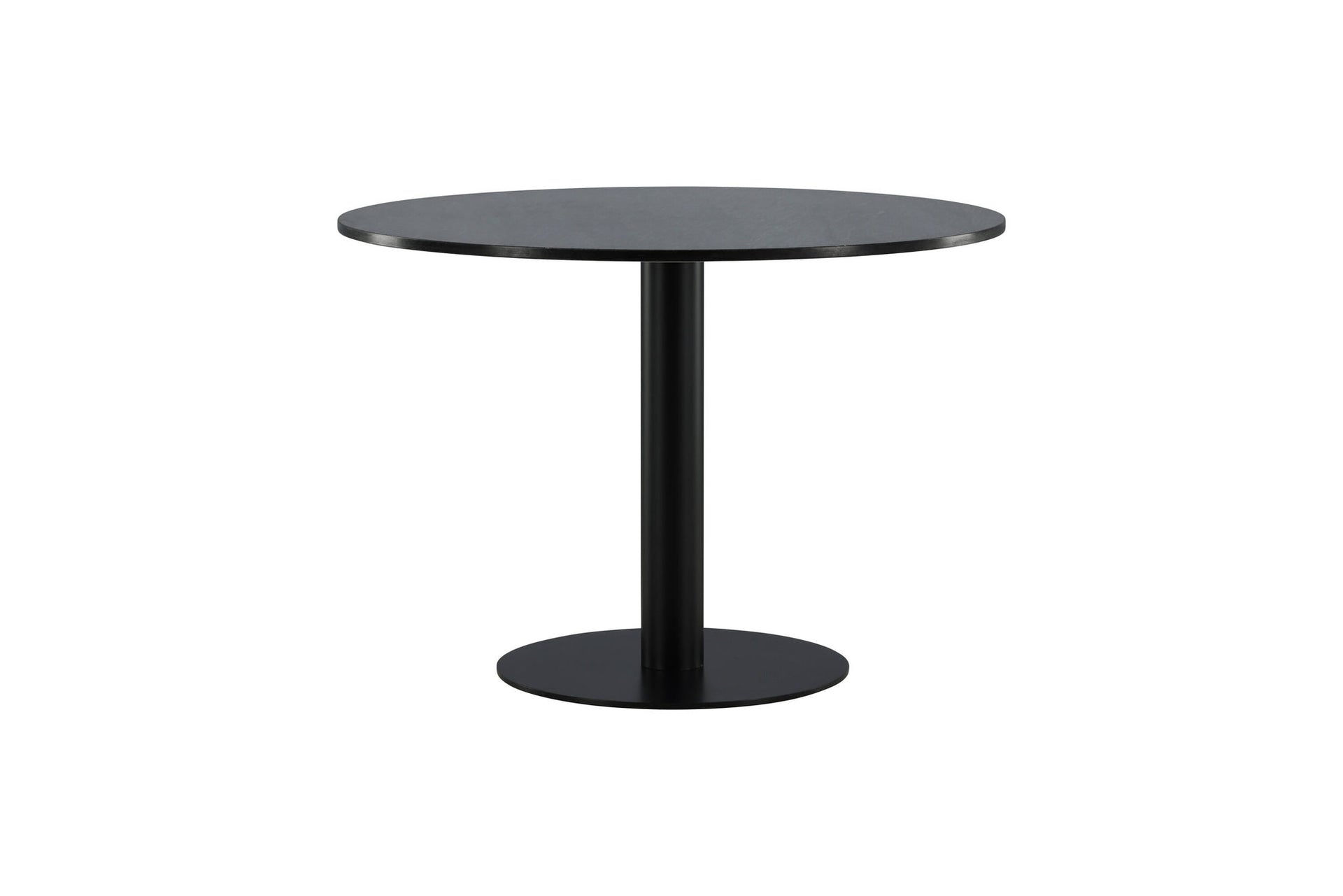 Runder Esstisch Estelle in Grau Marmoroptik mit schwarzen Beinen, Ø 106 cm