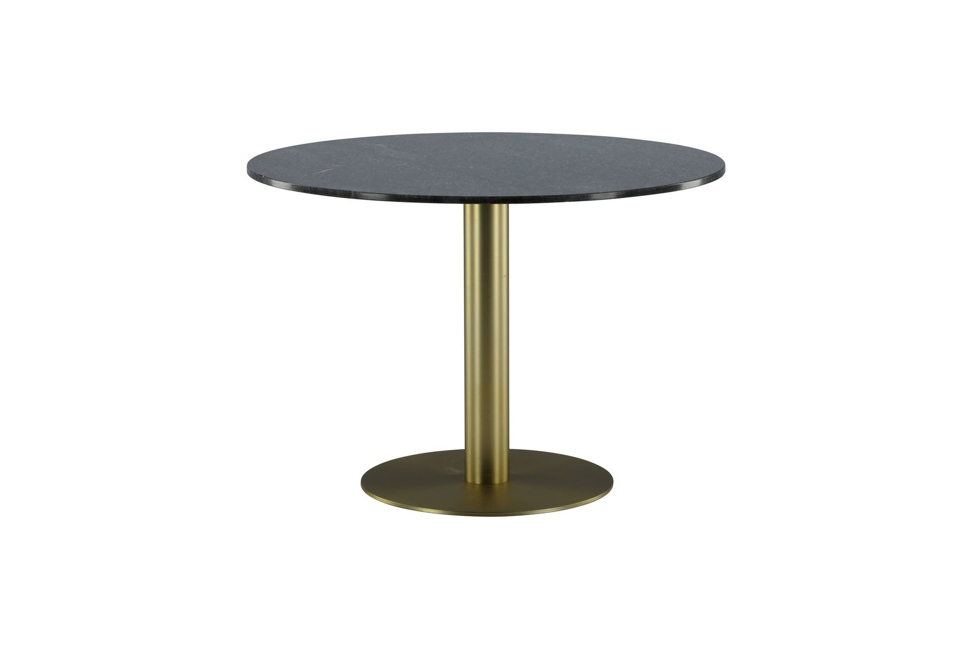 Runder Esstisch Estelle in Grauer Marmoroptik mit goldenem Gestell, Ø 106 cm