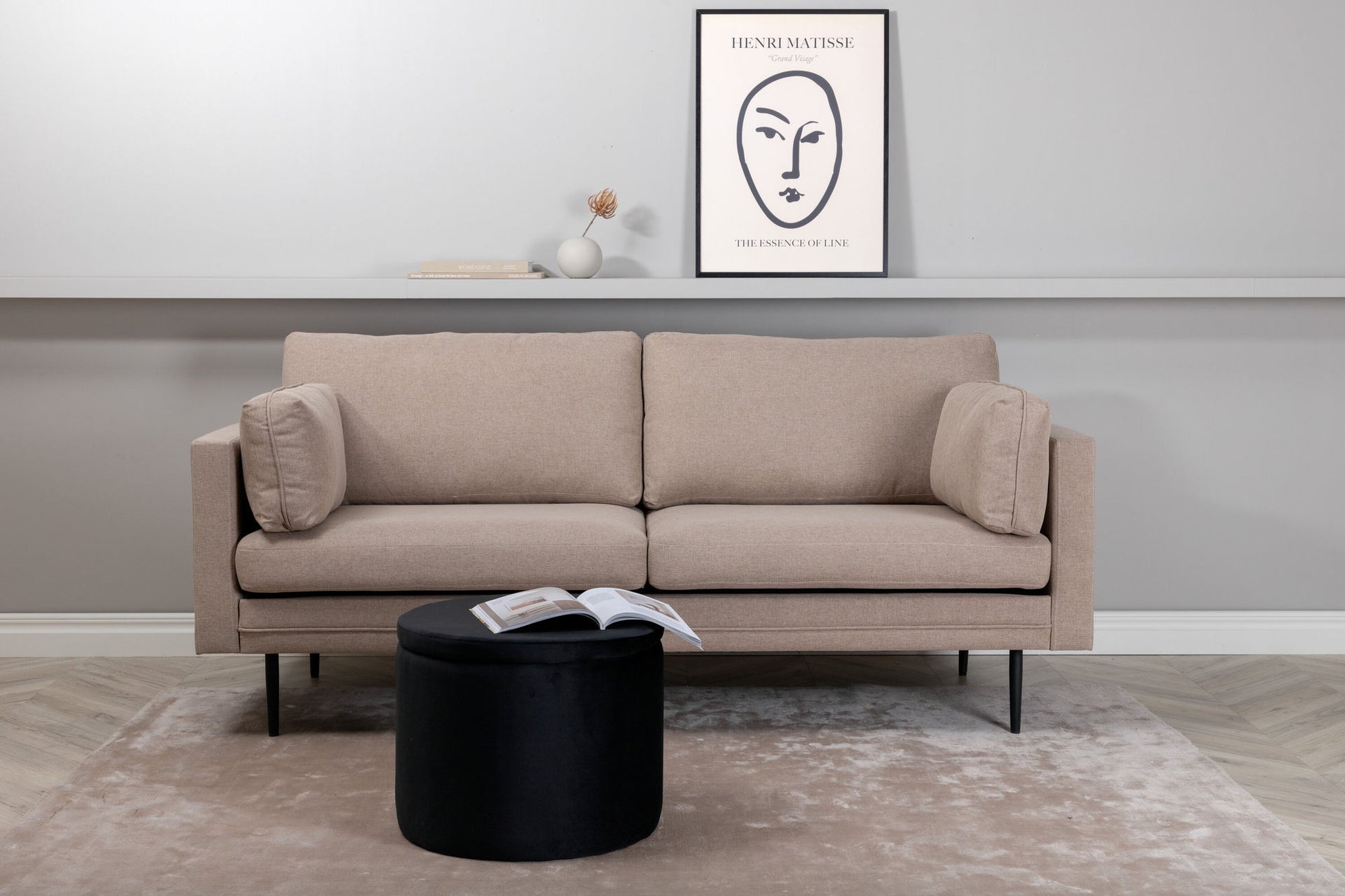 Boom Sofa – Schwarz / Brauner Stoff
