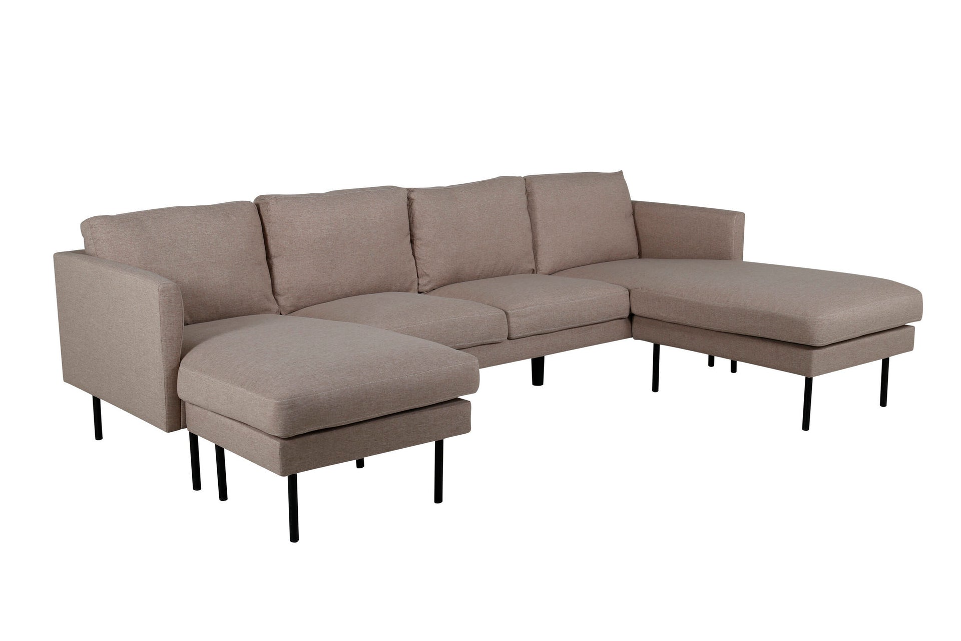 Zoom U-Sofa – Schwarz / Braun Stoff