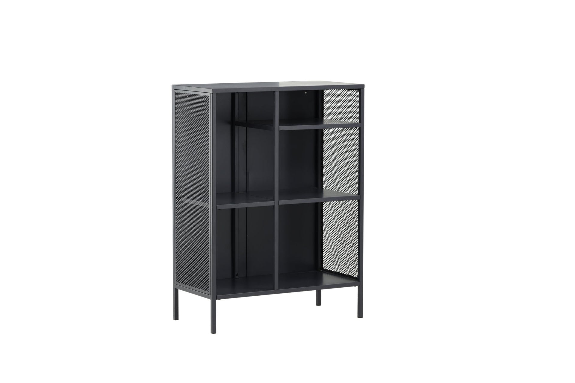 Misha Bücherregal – Grau / Metall mit Netzdesign