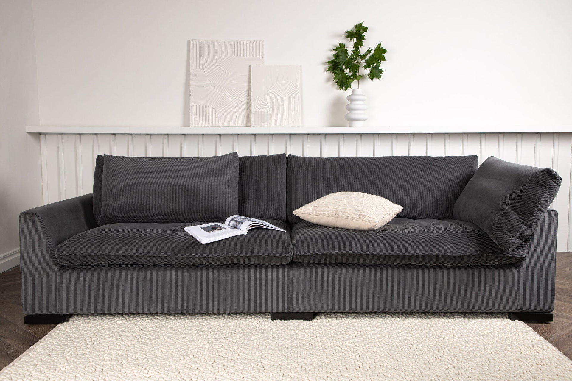 Durham Sofa – Holz / Dunkelgrauer Cord