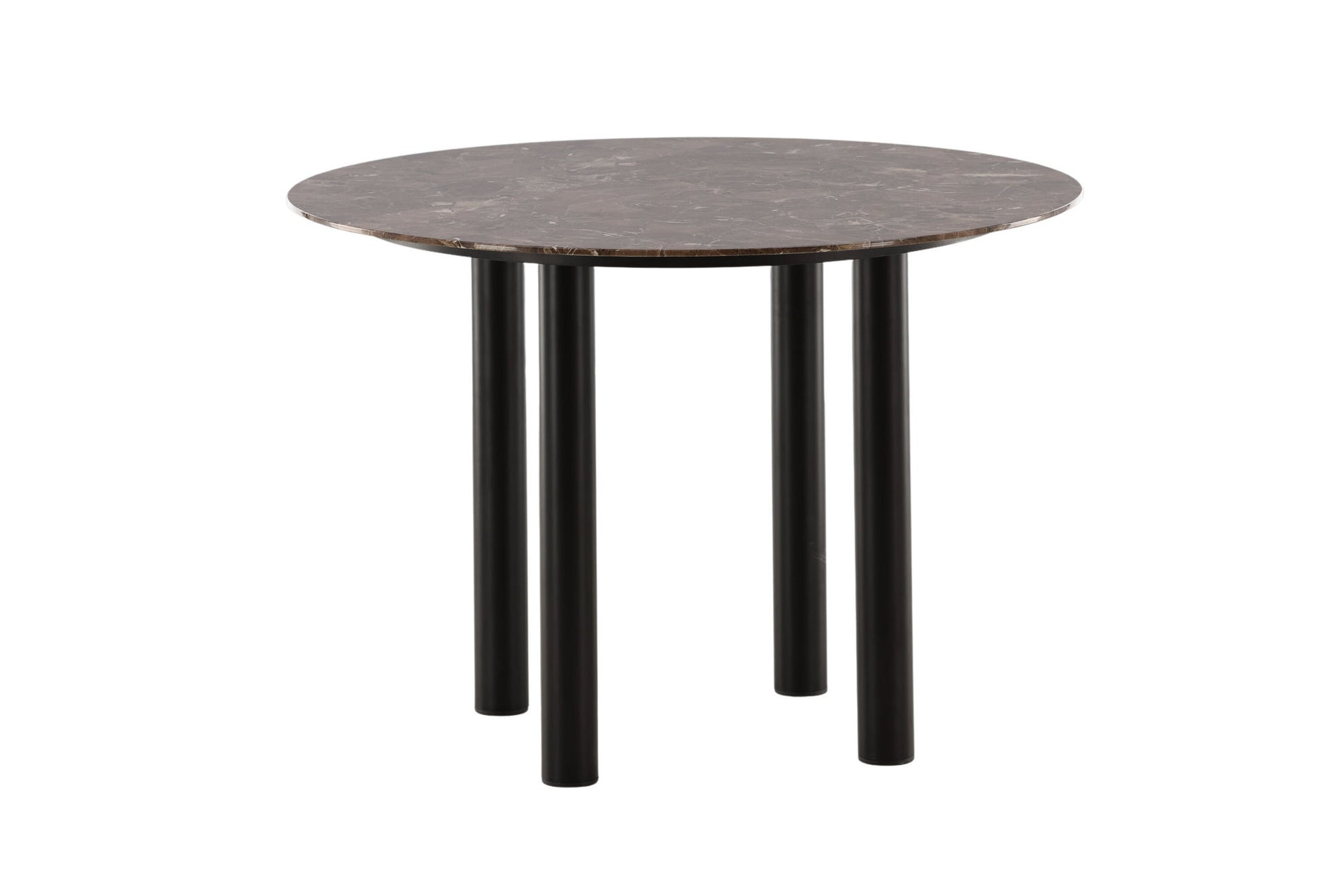 Runder Esstisch Havsten in Mocca mit dunkelgrauer Marmoroptik, Ø 106 cm