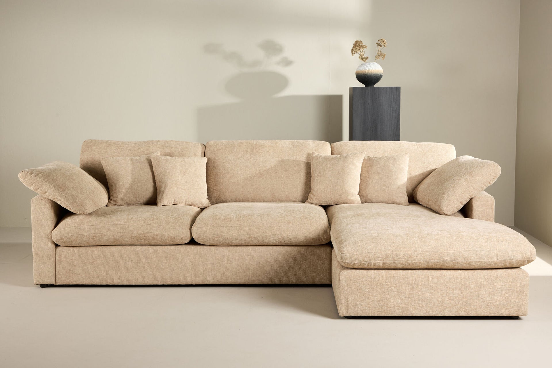 Amalfi Ecksofa – Sand Stoff