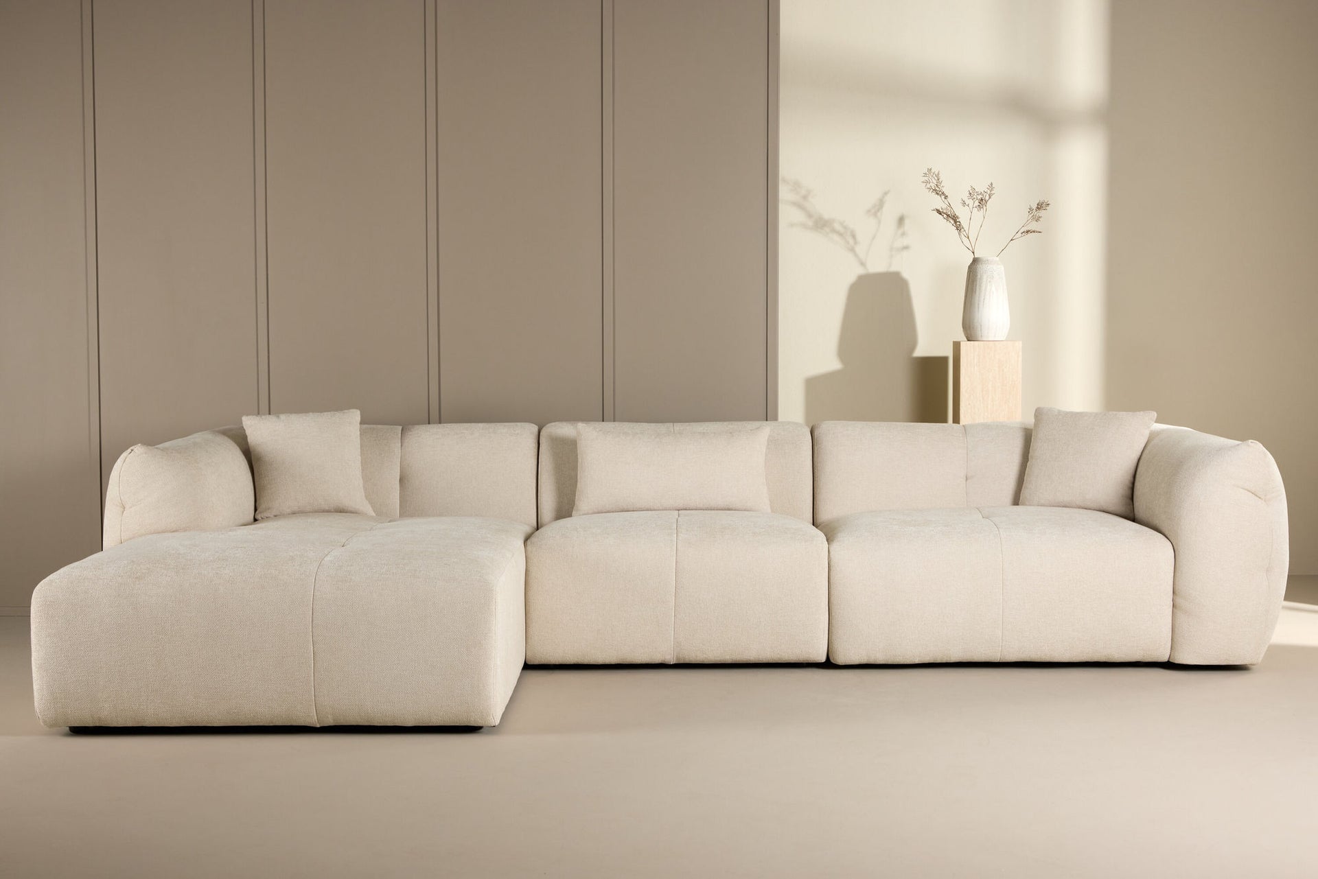 Positano Ecksofa – Beige Stoff / Rechts
