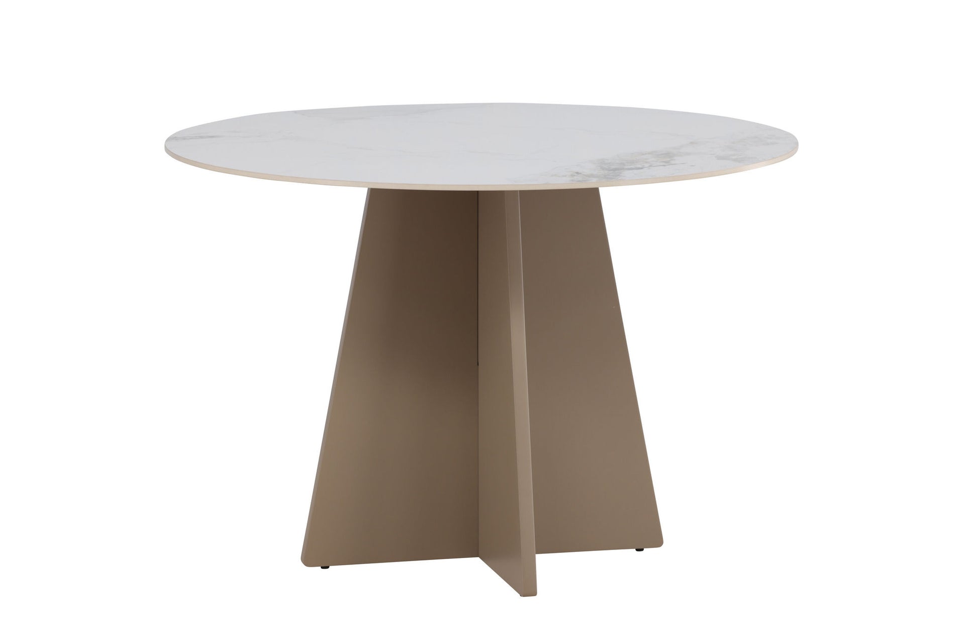 Runder Esstisch Bootcut in Beige Marmoroptik, Ø 110 cm