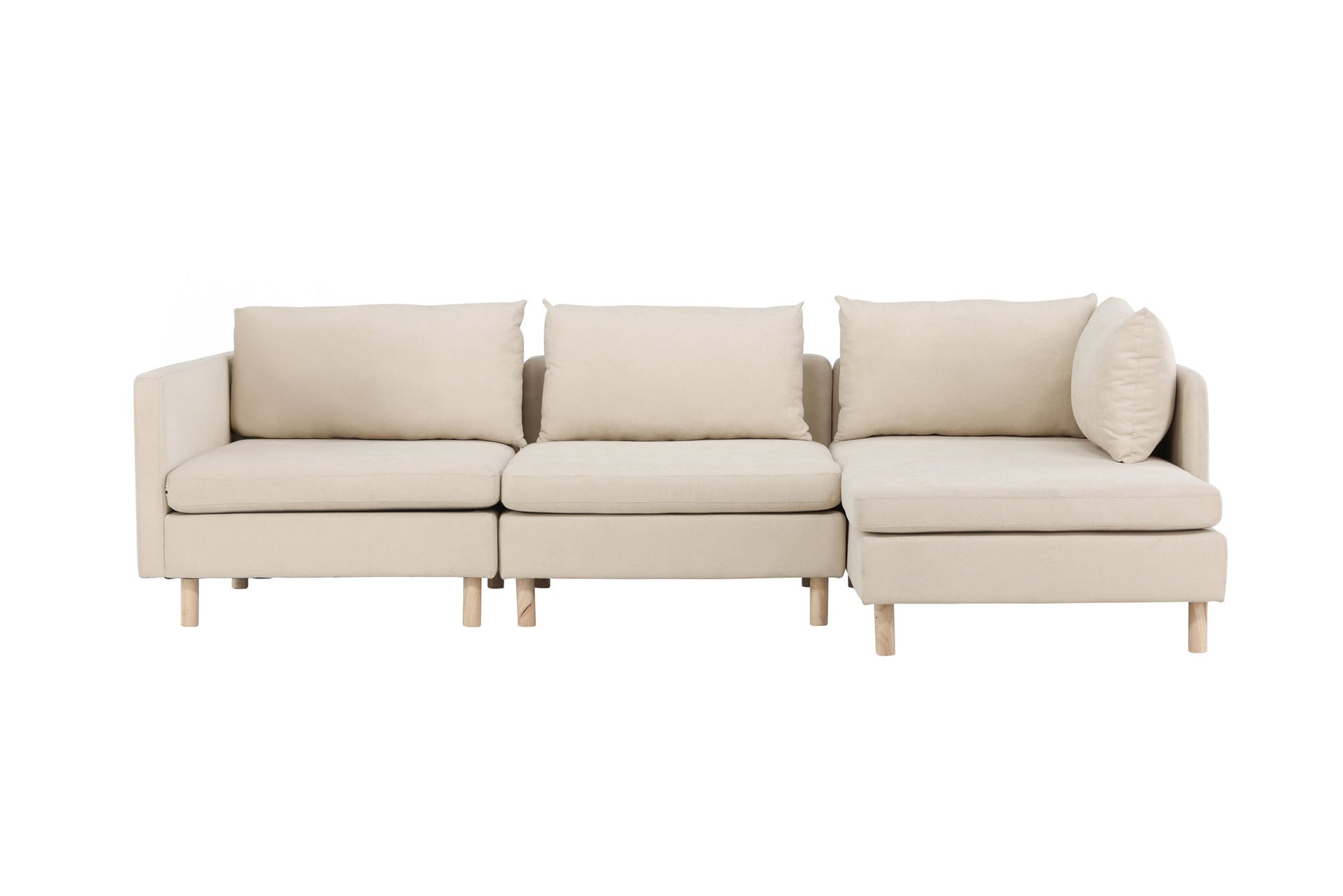 Zero 3-Sitzer Sofa – Holzoptik / Beiger Stoff
