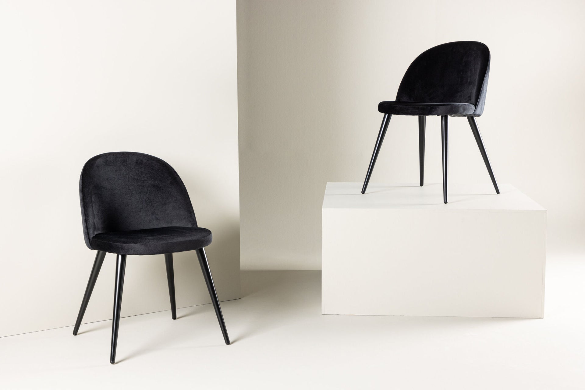 Velvet Esszimmerstuhl 2er-Pack – Schwarzer Samt