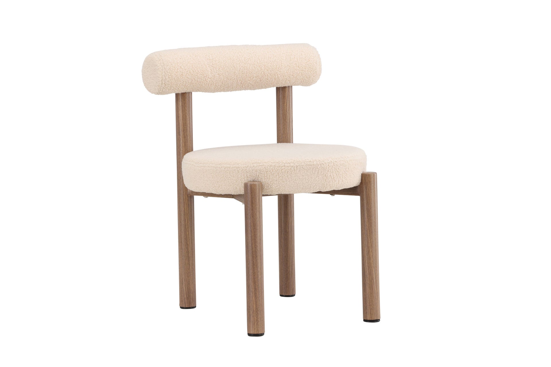 Tillo Esszimmerstuhl 2er-Set – Stahl in Holzoptik / Weißer Bouclé