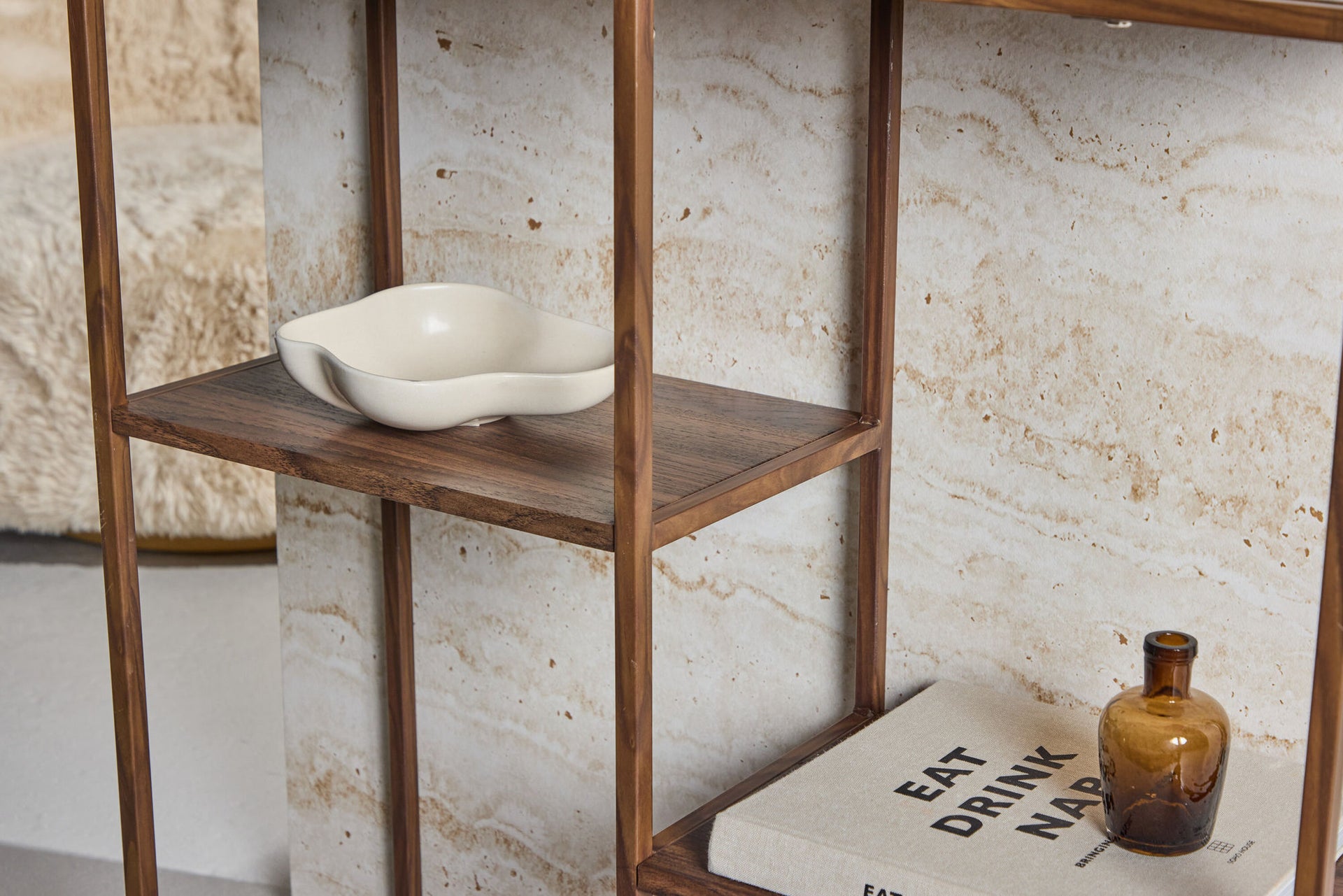 Staal Regal 80x26x81 cm – Stahlgestell Walnuss