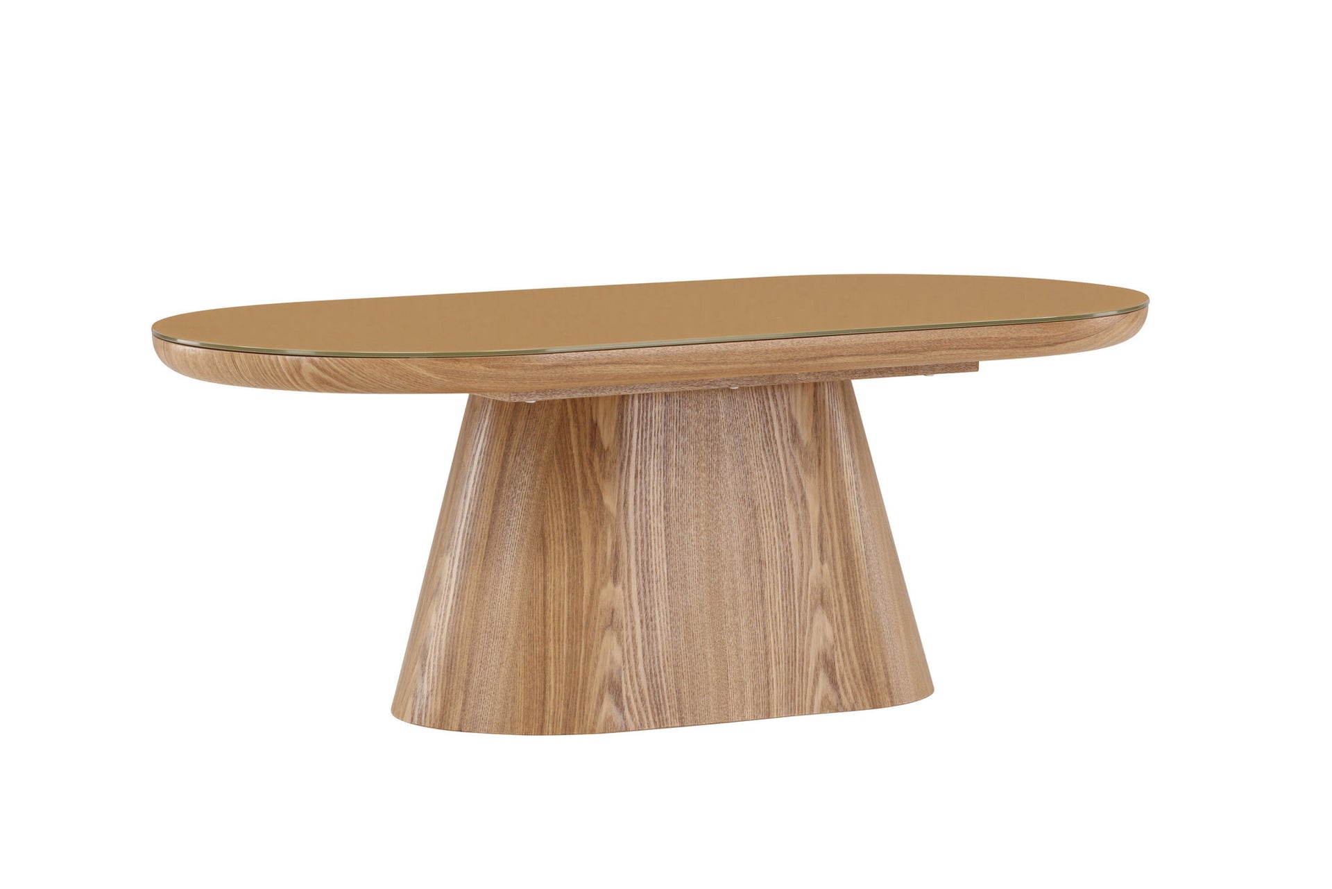 Castor Couchtisch oval in Natur mit Glasplatte