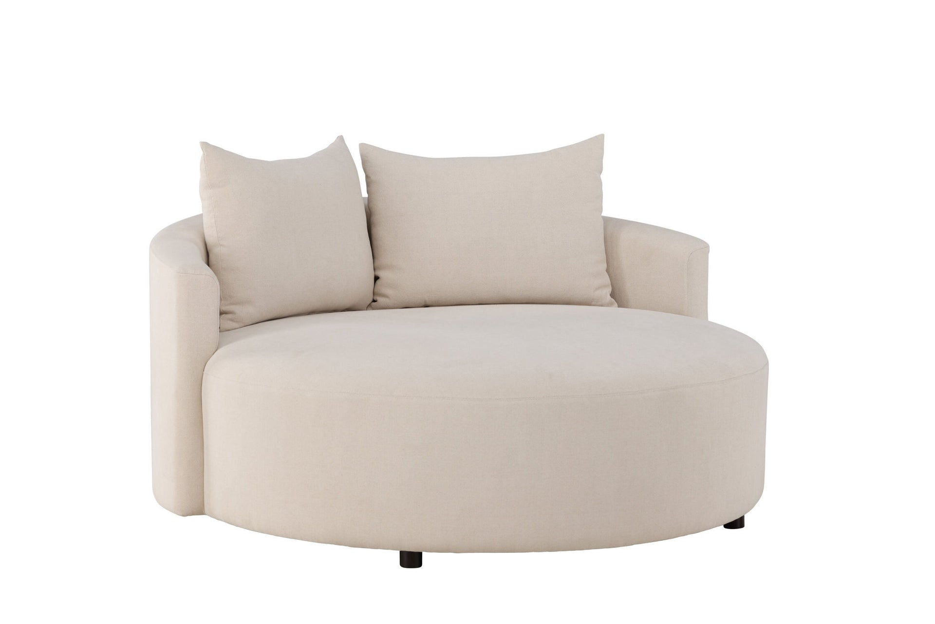 Kelso Sofa Ø150 – Holz / Beige Leinen