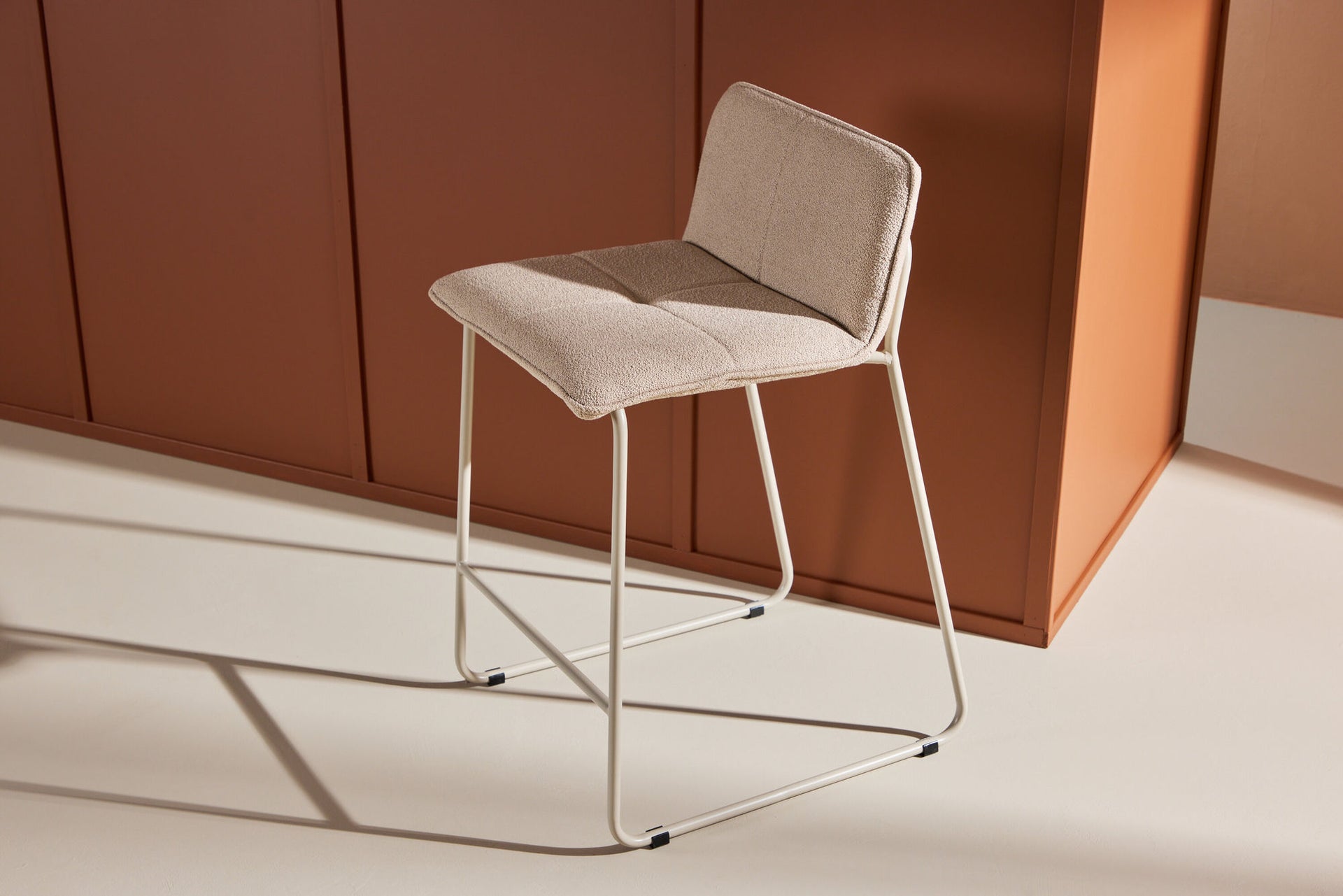 Bisbee Barhocker 2er-Pack – Beige / Beige Bouclé