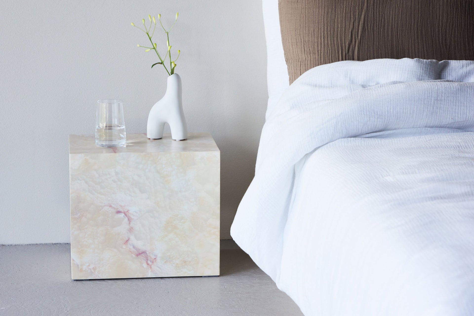 York Beistelltisch in Beige Steindekor