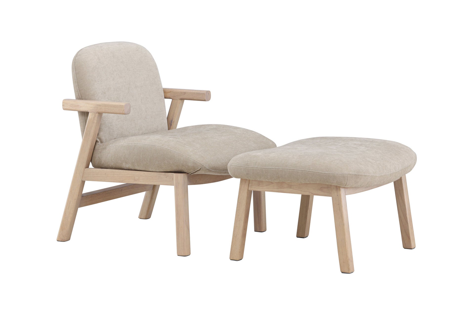 Rile Sessel mit Hocker – Whitewash / Beige