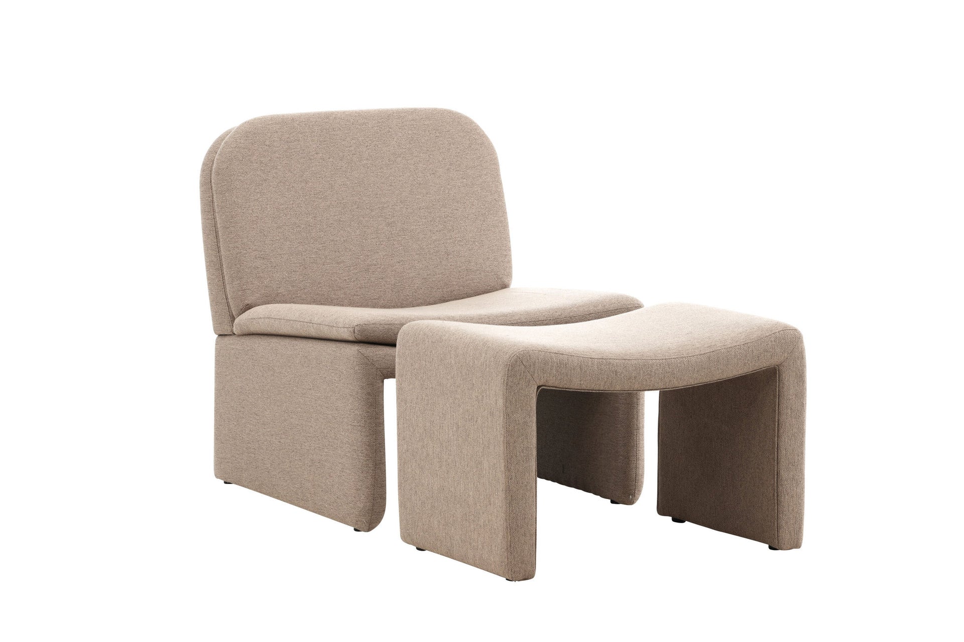 Bonn Sessel mit Hocker – Braun