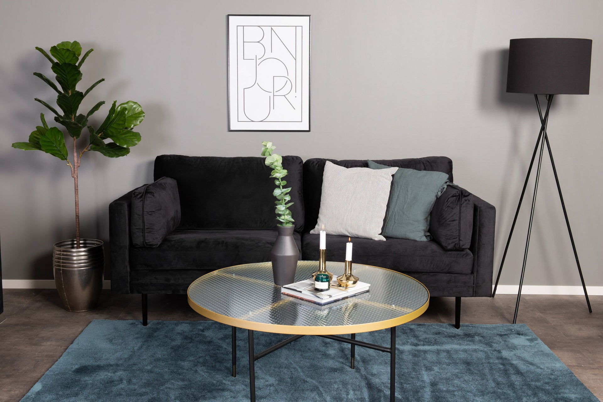 Boom 3-Sitzer Sofa – Samt Schwarz