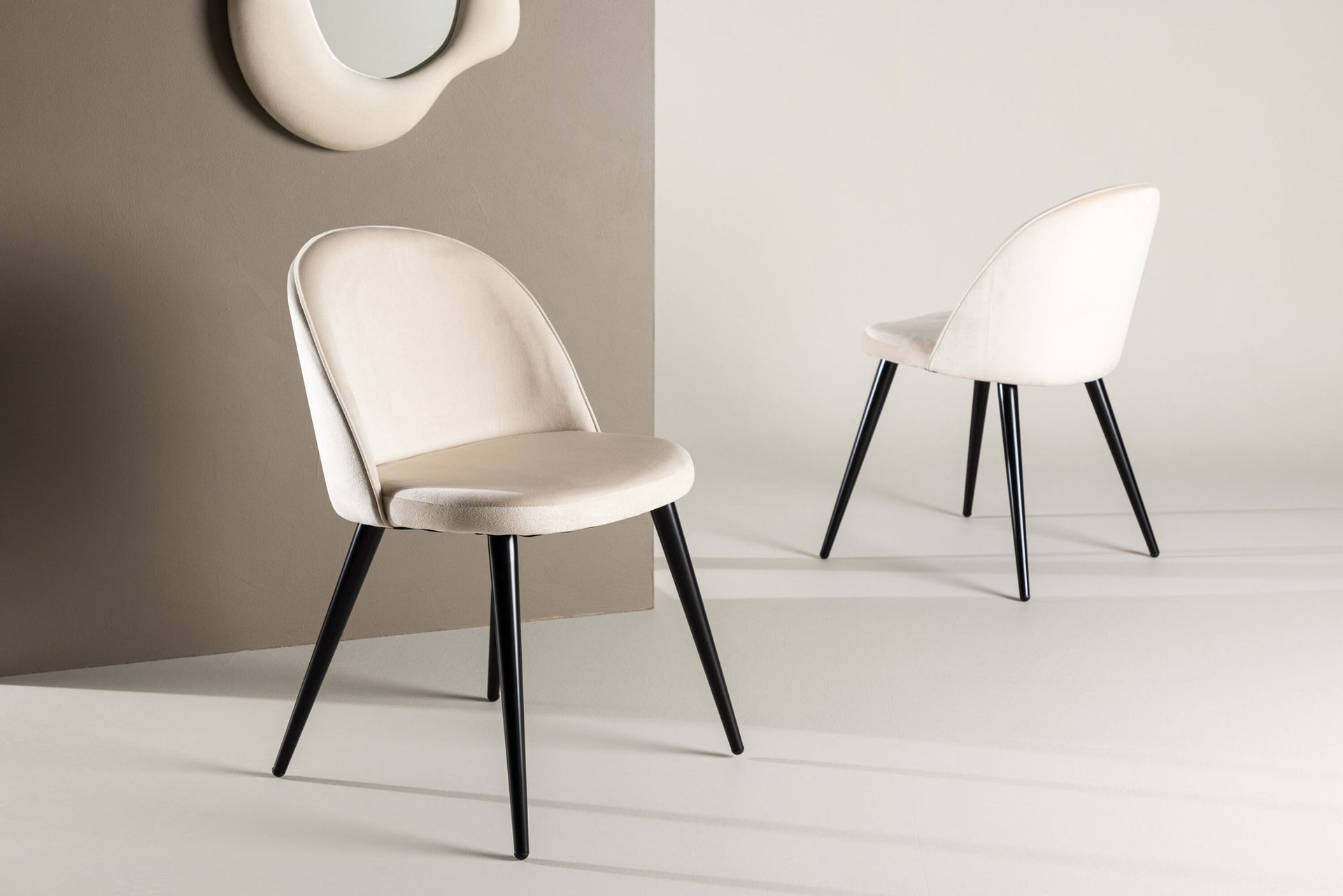 Velvet Esszimmerstuhl 2er-Pack – Crème Samt