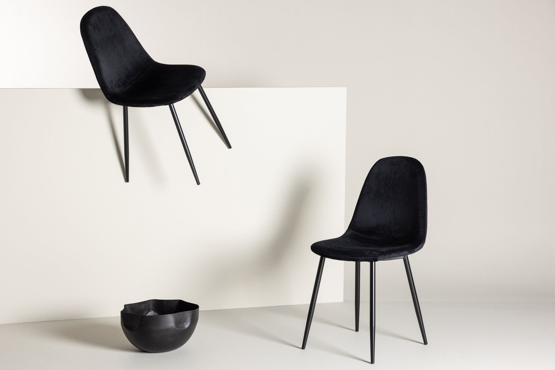 Polar Esszimmerstuhl 2er-Pack – Schwarzer Samt